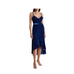New BCBGeneration Ruffle Trim Velvet Wrap Dress
